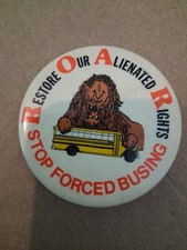 70s Louisville KY Stop Forced Busing Rights Pinback Civil Rights Protest Button picture