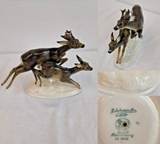 Hutschenreuther Selb Bavaria Porcelain Buck & Doe Figure Brown 10” Flawed #W5712 picture