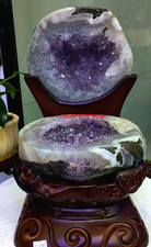20.5LB Top Natural Amethyst Geode Quartz Crystal Cornucopia Specimen + Stand picture