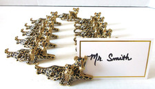 St John Set of 12 Leopard/Jaguar & Baby Place Card Holders Gold & Black Enamel picture
