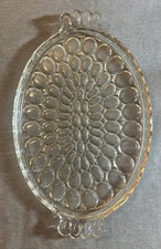 Vintage Jeannette Glass Oval Tray Thumbprint 13” Handles picture