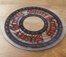 Vintage Houze Glass Season’s Greetings Stained Glass Platter Plate 11.25” MCM picture