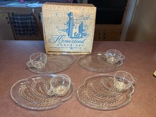 Vintage Federal Glass Homestead 8pc Snack Set w/box picture