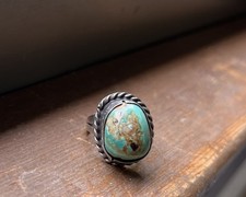 Vintage Old Pawn Native American Navajo Royston Turquoise Sterling Silver Ring 5 picture