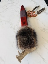 Native American Indian Deer Antler Peace pipe. By Enrolled Cherokee  24” picture
