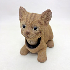 Vintage Norleans Flocked 6” Nodder Bobblehead Tabby Cat Figure Glass Eyes Japan picture