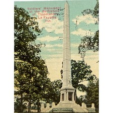 Atq 1911 Ephemera Lithograph Postcard Soldier’s Monument Battle Of Tippecanoe IN picture