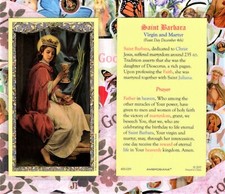 St. Saint Barbara - Prayer & History - Laminated  Holy Card 1205 picture