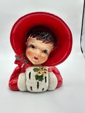 Vintage Relpo Christmas Head Vase Planter 308A Reliable Glassware Pottery 1956 picture