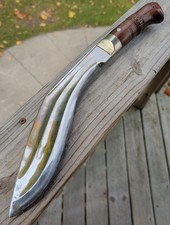 Vintage Nepal Gurkha Kukri Knife Dui Chirra Double Fuller KM Shatkona Carved Fac picture