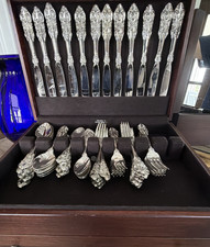 Godinger Baroque Silverplate Flatware Set 65 Pc Service 12 MINT picture