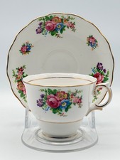 Vintage Colclough Bone China Tea Cup & Saucer Floral Bouquet 6705 England Gold picture