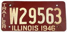 Vintage Illinois 1946 Trailer License Plate W 29563 Fiberboard Airstream Garage picture