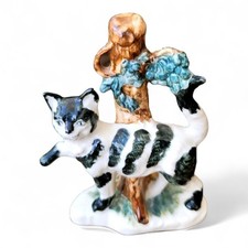 Vintage Handmade Ceramic Striped Cat Figurine 4.5