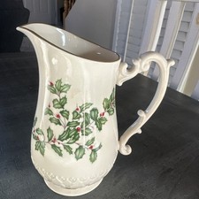 Vintage Lenox Holiday 32 Ounce Pitcher with Holly Christmas Designs picture