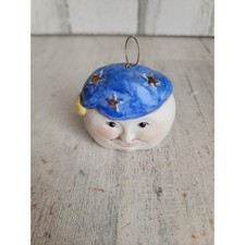 Vintage salamander reversible moon bell ornament Xmas porcelain star picture