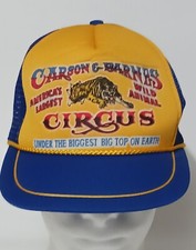 Vtg Carson & Barnes Circus Snapback FoamMesh Truckers Hat Cap Blue Gold Rope picture