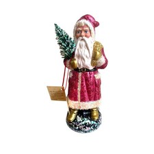 Ino Schaller Pink Glitter Santa Tree Paper Mache Germany 9