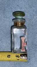 Vintage 1940s Parfums Hartnell Gay Glitter Perfume Bottle Green Glass Stopper picture