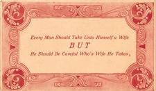 1913 Comic Postcard Marriage Humor Every Man Wife Quote Vintage picture