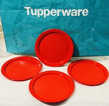 Tupperware Plates Luncheon Round Plates Raised Sides Red Color 7.5