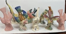 Vintage Mid Century Ceramic Bird Figurine Lot of 9 - Royal Copley Japan Style picture