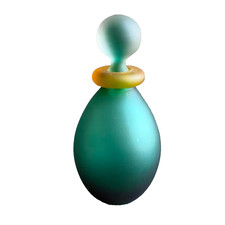 Franco Moretti Attributed Murano Art Glass Perfume Bottle Frosted Teal Mint 7