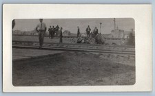 c1910's Car Train Wreck Accident # 1 RPPC Photo Unposted Antique Postcard picture