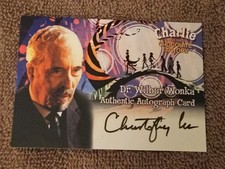Christopher Lee Charlie and the Chocolate Factory Autograph Card Dr. Wonka picture