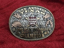 Lone Star Bronc Riding☆1981☆ RODEO X~TREME CHAMPION☆Texas☆TROPHY BUCKLE☆Rare☆W85 picture