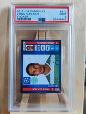 2013 Panini Champions League Sticker #610 Virgil Van Dijk Rookie PSA 9 Mint RC picture