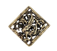Medieval Bronze Bag Mount with Dragon or Griffin picture