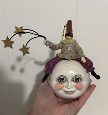 Pulcinella Sitting On Moon With Face Ornament Hand Painted picture
