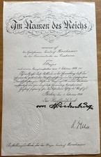 German Military Promotion Document Signed by  President Paul von Hindenburg picture