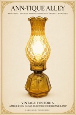 WORKING VTG  Fostoria Amber Coin Glass Electric Hurricane Courting Lamp picture