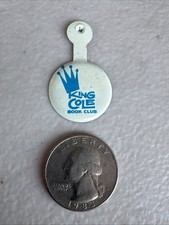 Vintage Unusual KING COLE Book Club Tab Crown Logo Fold Over Badge Button picture