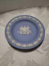 Liverpool England Coat Of Arms Wedgewood Blue Jasperware Trinket Dish Vintage 4