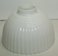 Vtg Pressed Milk Glass Ribbed Lamp Shade Scalloped 5 1/8