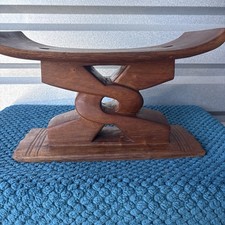 Vintage Hand-Carved Sese Wood Ashanti Wisdom Knot Stool African Ghana Art picture