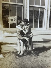 Vintage Photograph Sergeant Kissing His Love. Couple Snapshot. IDed ￼(B) picture