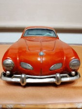 Vintage 1966 Bandai VW Karmann Ghia Coupe Tin Toy Car Orange Japan Friction picture