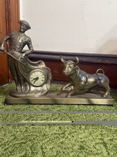Vintage United Clock Corp Model 702 Matador Bull Figural Electric Mantel Clock picture