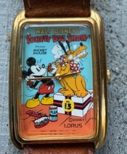 MiNT  1988 Lorus Disney Society Dog Show Tank Watch V515 Mickey Pluto NOS Works picture