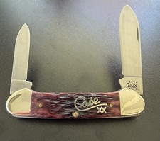 Case XX Cranberry Silver Script 2 Blade Vintage Canoe Knife 2001 USA picture