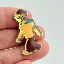 Vtg Popeye the Sailor Man Figural Enamel Pin Brooch Gold Tone Jewelry picture