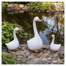 Duck Figurines Set of 3 - Porch Goose Statue for Front Yard Decor, Outdoor La... picture