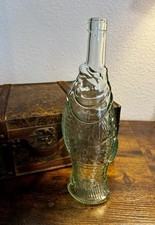 Vintage Italian Aqua Green Glass Fish Figural Wine Decanter Bottle Made in Italy picture