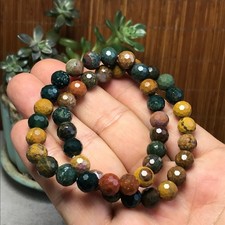 2Pcs Wholesal Natural Ocean Jasper  bracelets Crystal ball sphere facet 8mm 7683 picture