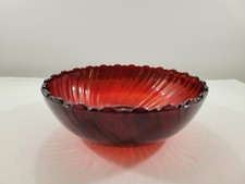 Anchor Hocking Royal Ruby Swirl Glass Bowl 6 3/8