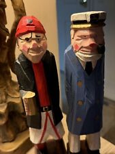 Hand Carved & Painted Wooden Sailors Captain & 1st Mate Fisherman  12